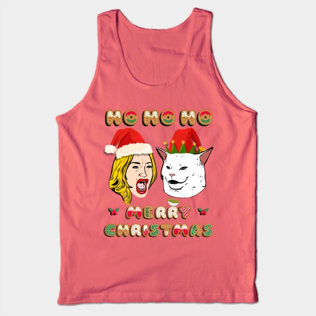 Woman Yelling at a Cat Meme Salad Ugly Christmas Sweater Tank Top by Celestial Holding Co.